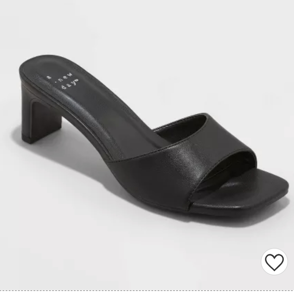 A New Day Lindy black vegan leather mules  sandals